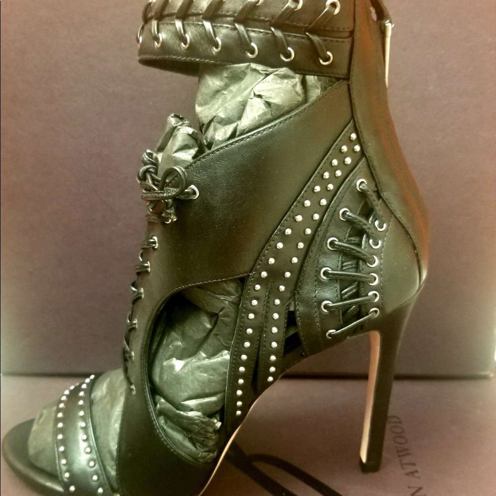 Black high heel sandals